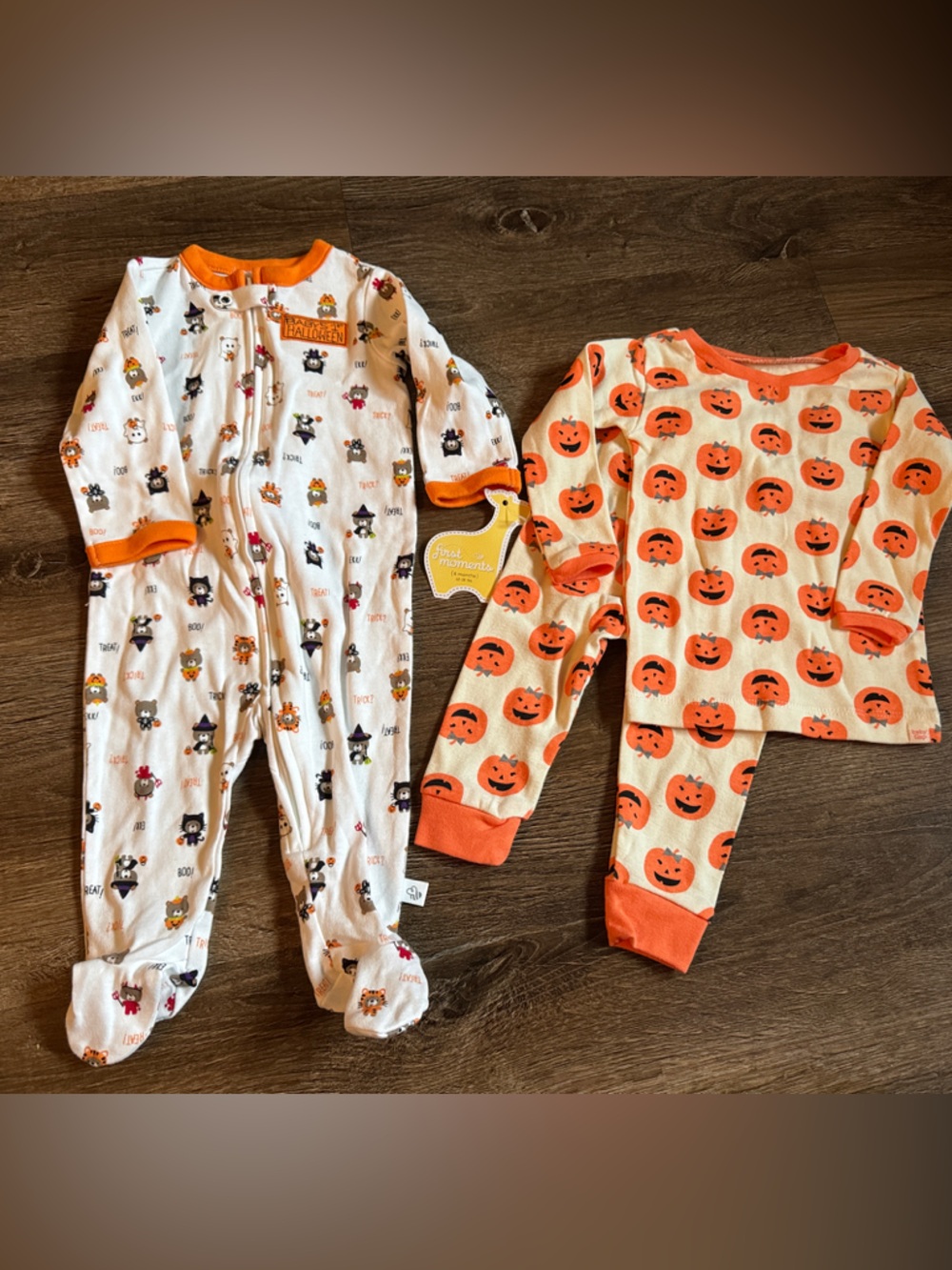 Children's Orange Pumpkin Print PJs -First Moments and Gap Brands